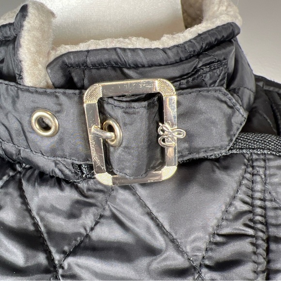 Sam Edelman Rylie Quilted Black Coat Belted Jacket Size Small Pockets Full Zip - Picture 6 of 15